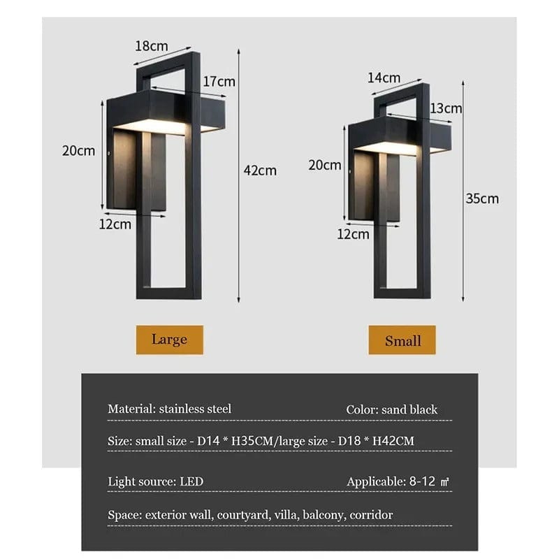Verthara Modern LED Outdoor Wall Light - Wall-Mounted - IP65 Waterproof - Stainless Steel - Exterior Lighting for Villa - Courtyard - Porch