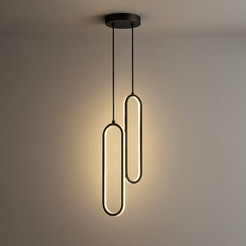 Verthara Modern LED Pendant Light - Single or Double Head Two Heads-Black / Cold White