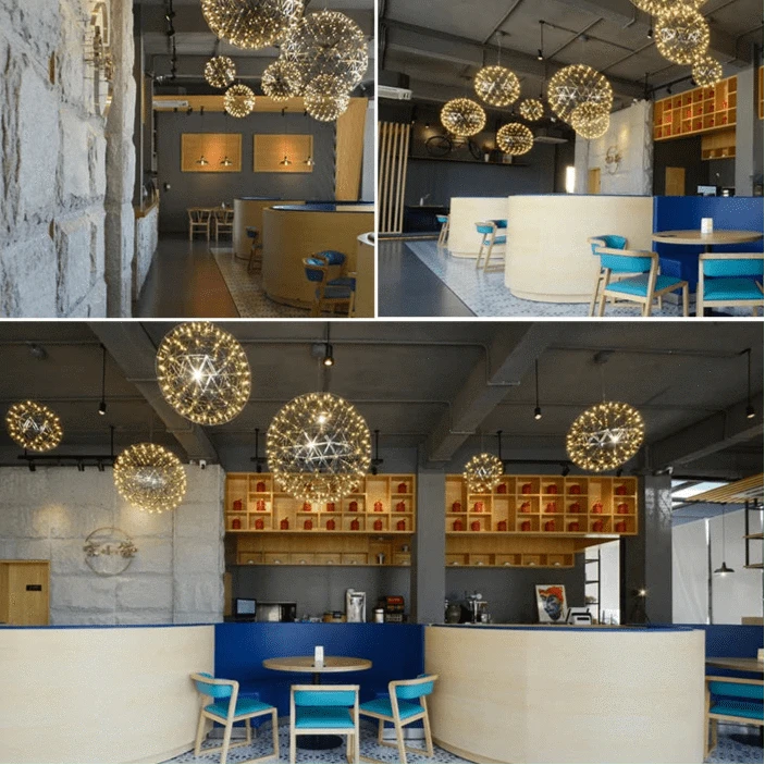 Verthara Modern LED Spark Ball Pendant Light – Adjustable Stainless Steel Hanging Light for Kitchen, Living Room, Bar, and Restaurant