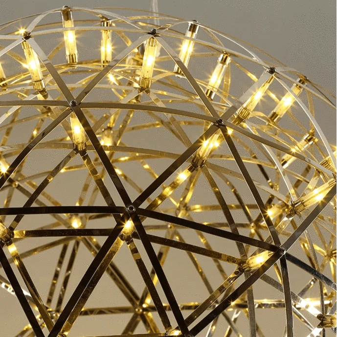 Verthara Modern LED Spark Ball Pendant Light – Adjustable Stainless Steel Hanging Light for Kitchen, Living Room, Bar, and Restaurant