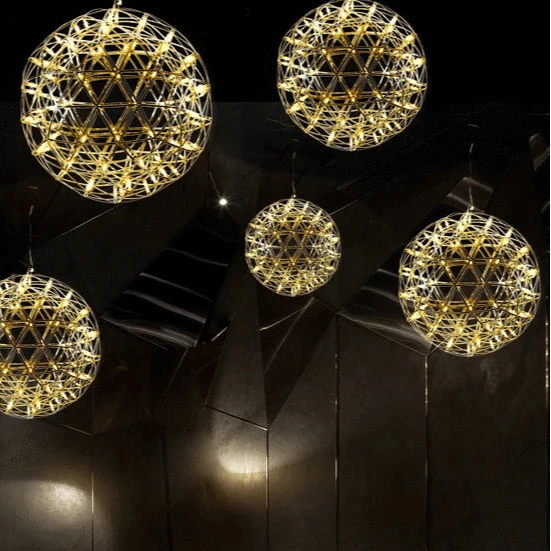 Verthara Modern LED Spark Ball Pendant Light – Adjustable Stainless Steel Hanging Light for Kitchen, Living Room, Bar, and Restaurant