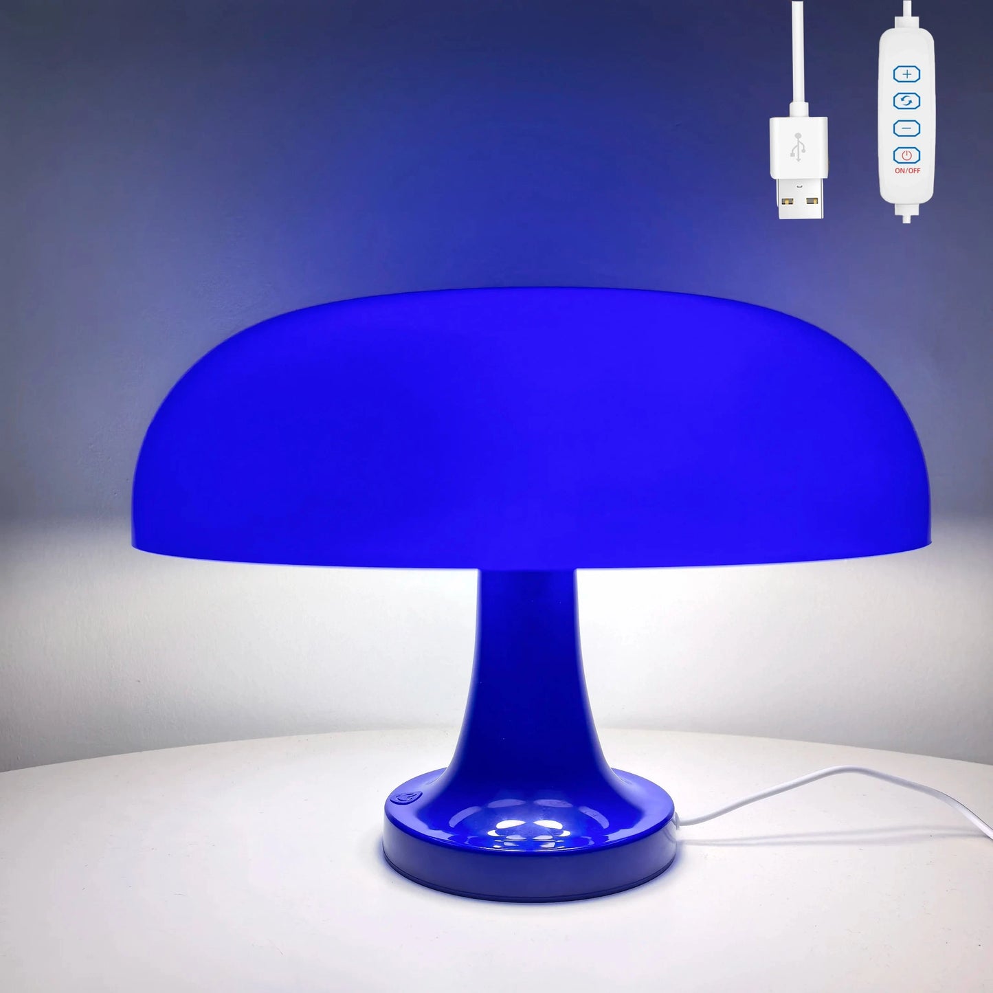 Verthara Modern LED Table Lamp With USB Charging - Dimmable - Three Colour Temperature - Stylish ABS Design - Ideal For Bedroom or Living Room Usb plug / Blue