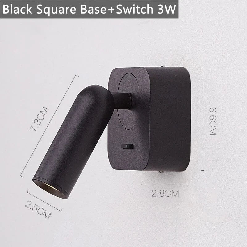 Verthara Modern LED Wall Lamp with 350º Rotation – Space-Saving Wall Sconce Light for Bedroom and Study, Warm White 3W Lighting