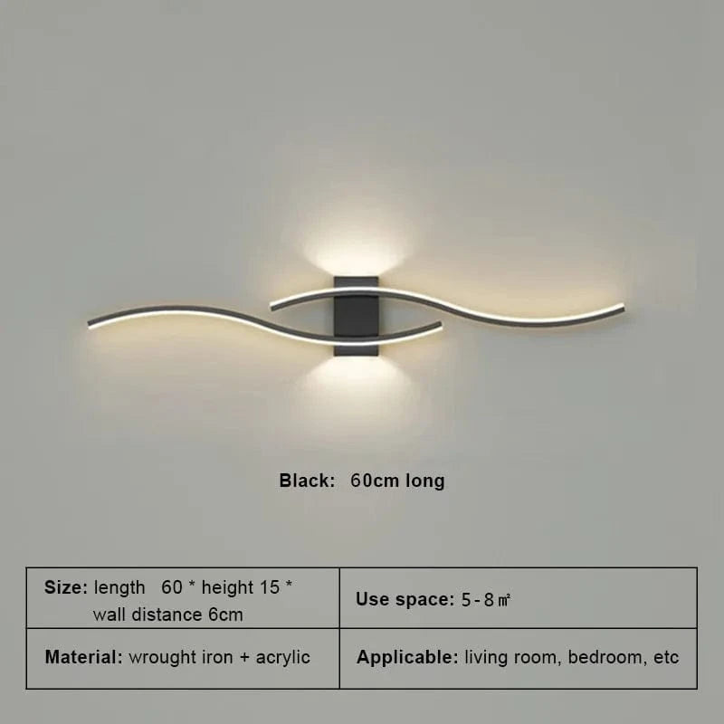 Verthara Modern LED Wall Lamp with Remote Control – Adjustable Length and Color for Indoor Wall Lighting and Sconce Use Black 60cm / Warm White No RC