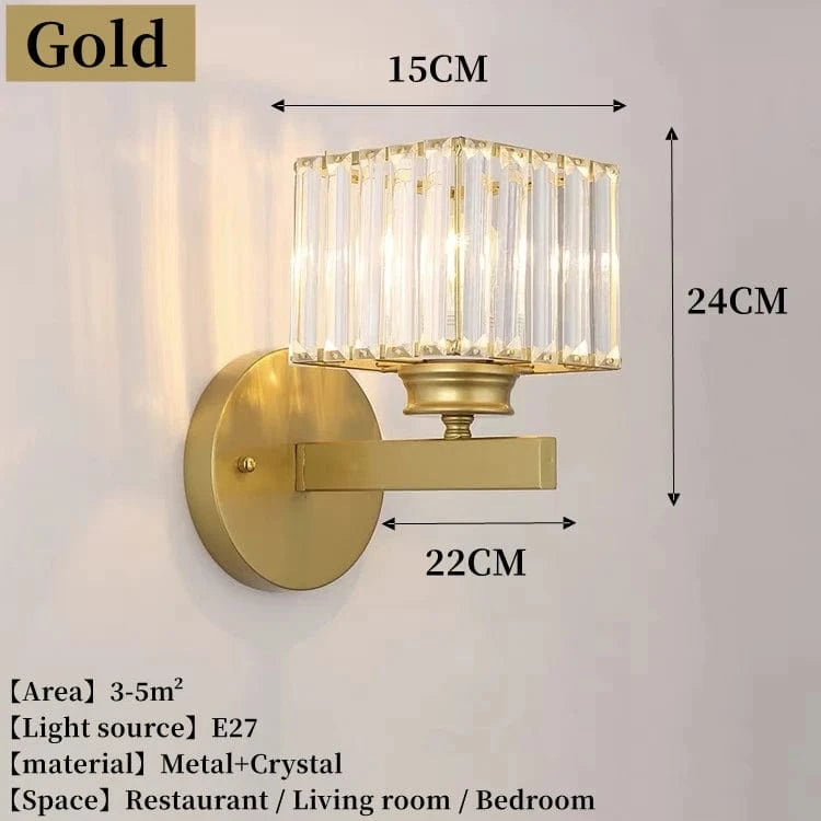 Verthara Modern LED Wall Light With Crystal Accents - Metal Construction - Adjustable Brightness - Nordic Style - Ideal For Living Room - Bedroom - Hallway