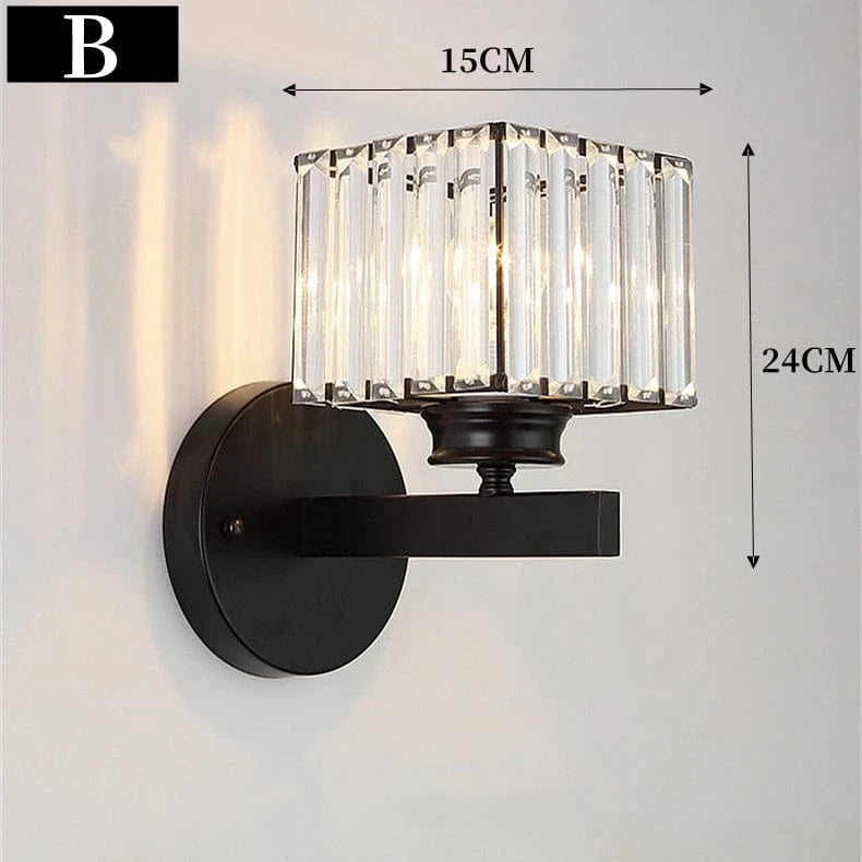 Verthara Modern LED Wall Light With Crystal Accents - Metal Construction - Adjustable Brightness - Nordic Style - Ideal For Living Room - Bedroom - Hallway