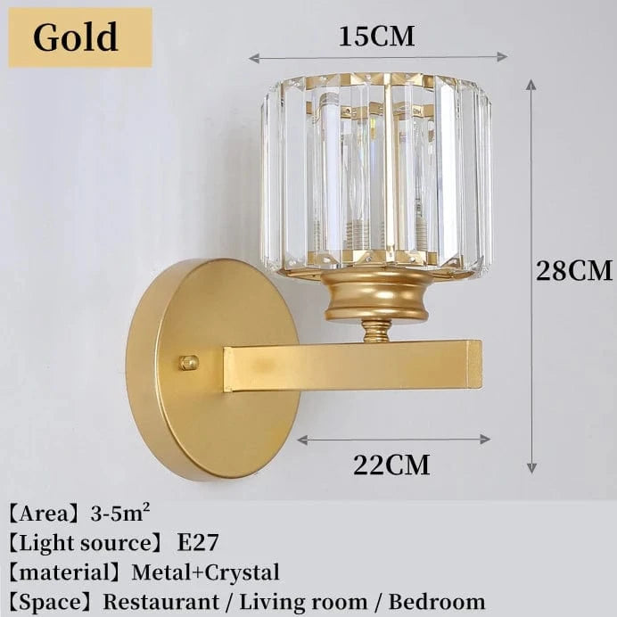 Verthara Modern LED Wall Light With Crystal Accents - Metal Construction - Adjustable Brightness - Nordic Style - Ideal For Living Room - Bedroom - Hallway