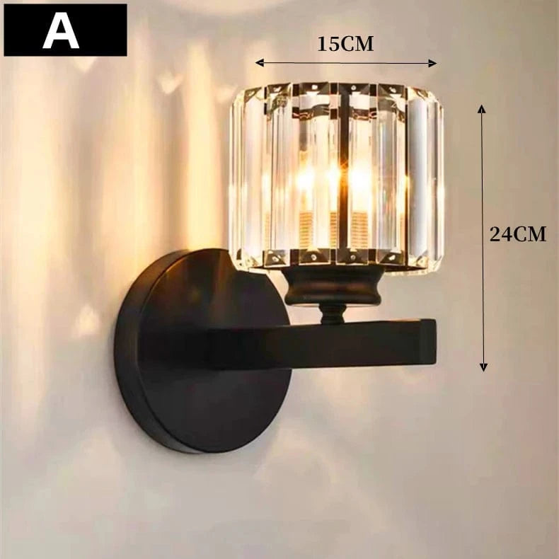 Verthara Modern LED Wall Light With Crystal Accents - Metal Construction - Adjustable Brightness - Nordic Style - Ideal For Living Room - Bedroom - Hallway
