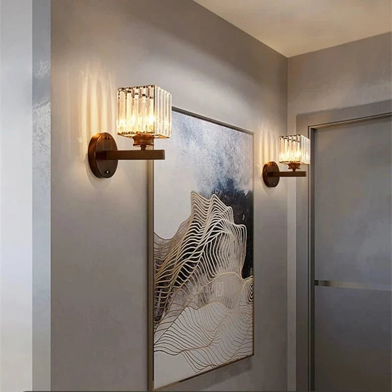 Verthara Modern LED Wall Light With Crystal Accents - Metal Construction - Adjustable Brightness - Nordic Style - Ideal For Living Room - Bedroom - Hallway