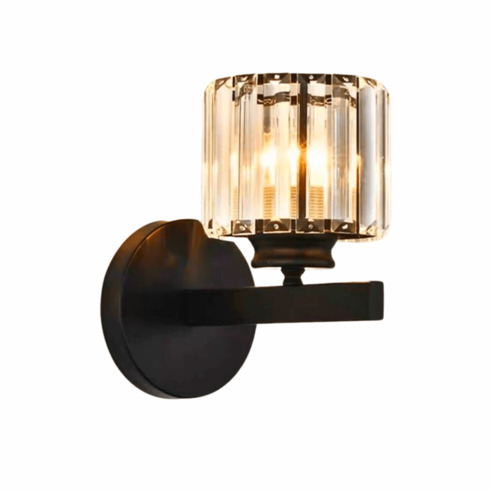 Verthara Modern LED Wall Light With Crystal Accents - Metal Construction - Adjustable Brightness - Nordic Style - Ideal For Living Room - Bedroom - Hallway Cool White(5500-7000K) / A black