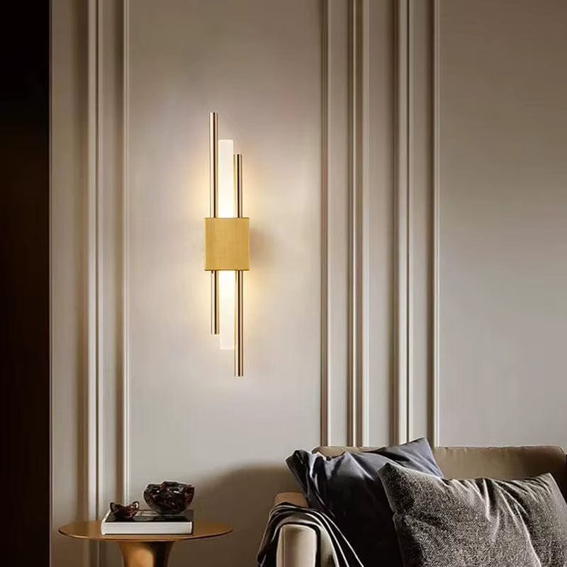 Verthara Modern LED Wall Light With USB Charging - Dimmable - Adjustable Warm Light - Acrylic Shade - Indoor Use - Gold Finish Left plug in