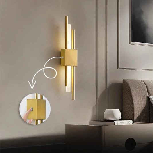 Verthara Modern LED Wall Light With USB Charging - Dimmable - Adjustable Warm Light - Acrylic Shade - Indoor Use - Gold Finish