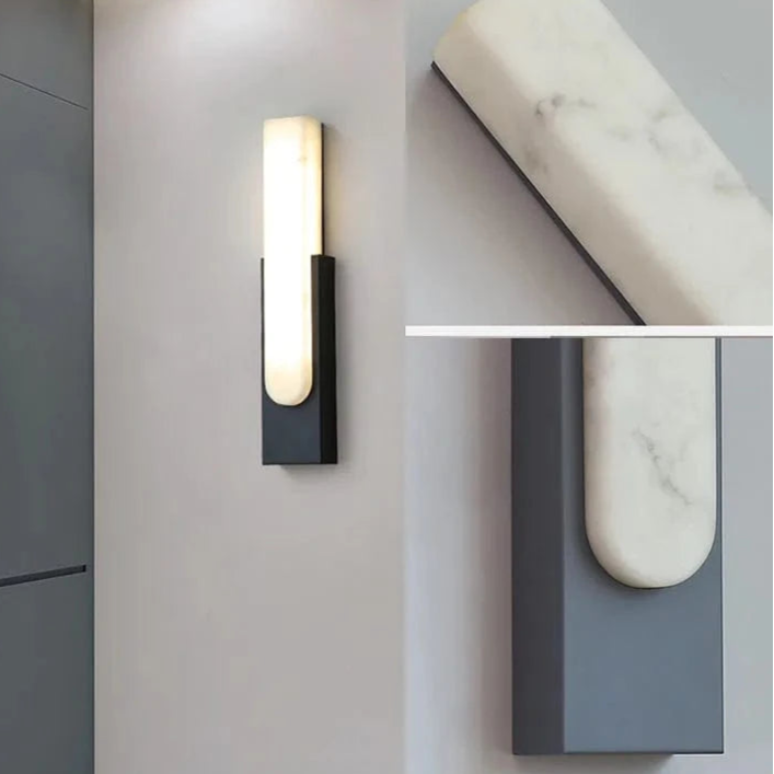 Verthara Modern LED Wall Sconce - 19.6 Marble Wall Light for Living Room and Hallway Indoor Lighting
