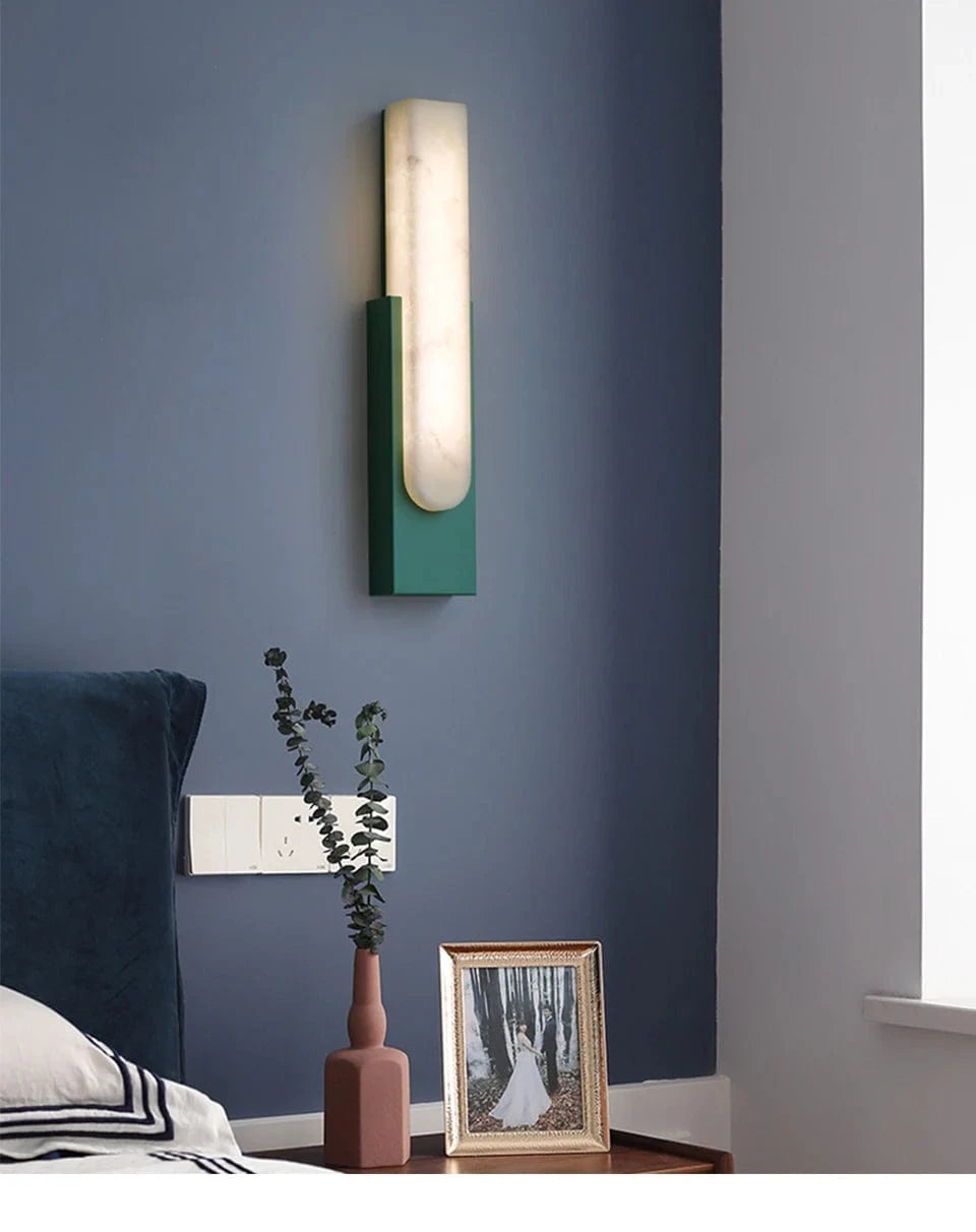Verthara Modern LED Wall Sconce - 19.6 Marble Wall Light for Living Room and Hallway Indoor Lighting Nature White(3500-5500K) / Green