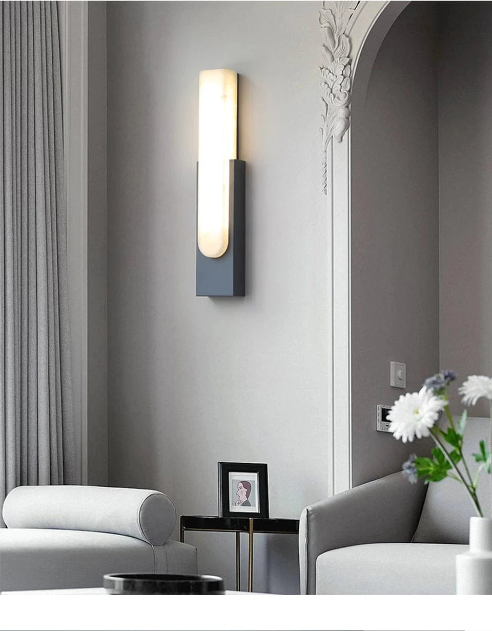 Verthara Modern LED Wall Sconce - 19.6 Marble Wall Light for Living Room and Hallway Indoor Lighting Changeable / Gray