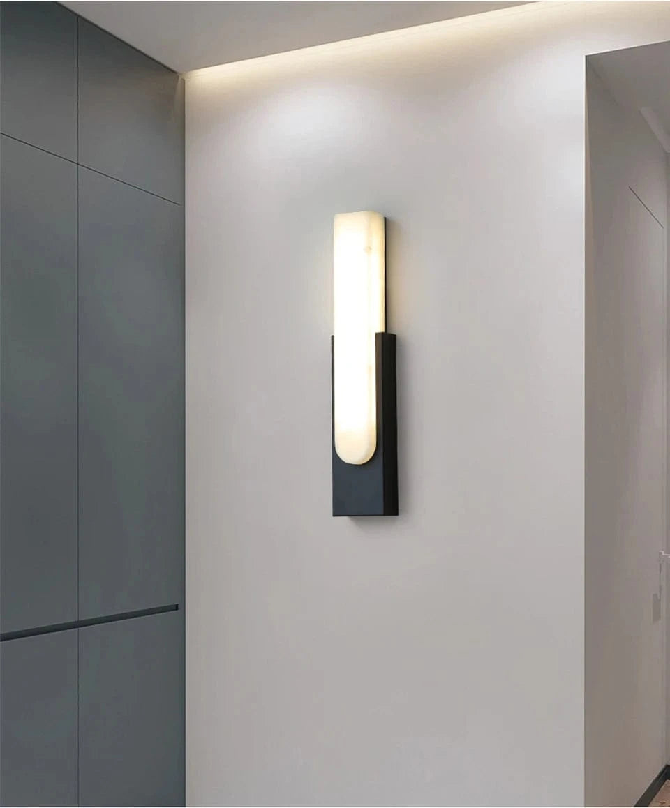 Verthara Modern LED Wall Sconce - 19.6 Marble Wall Light for Living Room and Hallway Indoor Lighting Nature White(3500-5500K) / Black