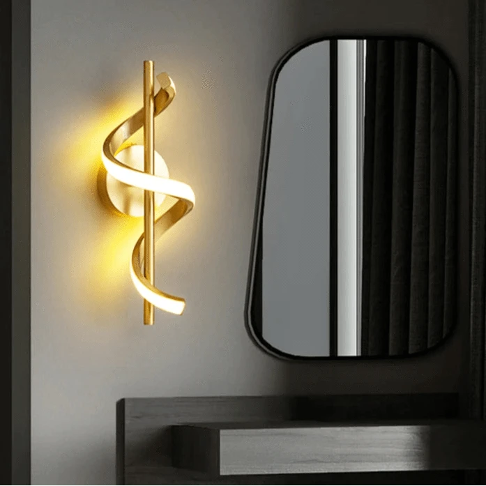 Verthara Modern LED Wall Sconce in Gold Copper with Adjustable Arm – Stylish Wall Lamp for Bedroom and Living Room Lighting