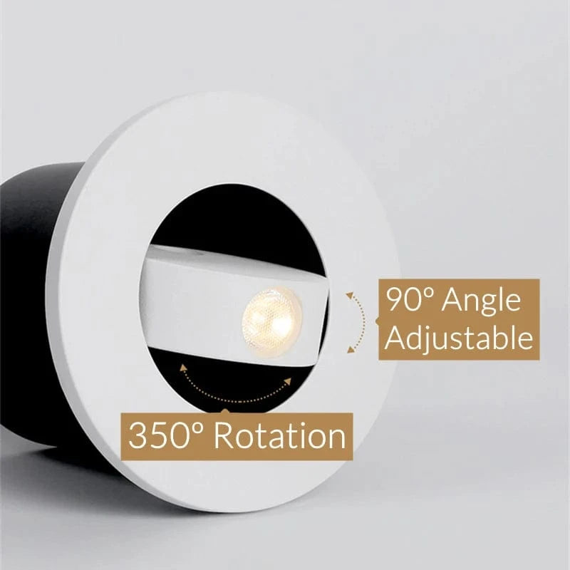 Verthara Modern LED Wall Sconce with 350º Rotation – 3W Recessed Wall Lamp for Bedroom and Stair Lighting, Warm White and Natural White Options