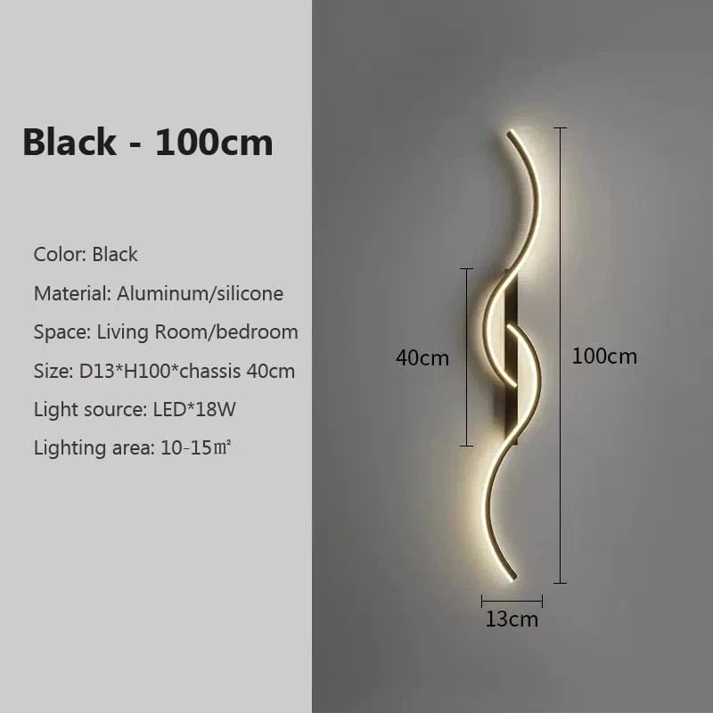 Verthara Modern Minimalist LED Wall Lamp – 24 Inch Long Strip Design for Indoor Bedroom and Living Room Wall Lights Warm white / Black 100cm