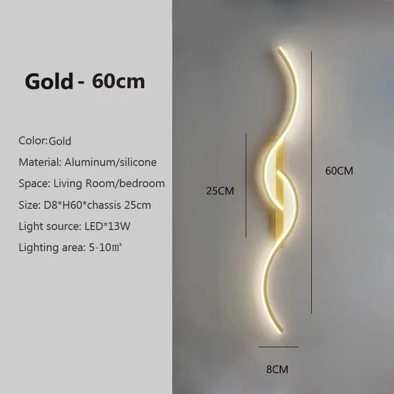 Verthara Modern Minimalist LED Wall Lamp – 24 Inch Long Strip Design for Indoor Bedroom and Living Room Wall Lights Warm white / Gold 60cm