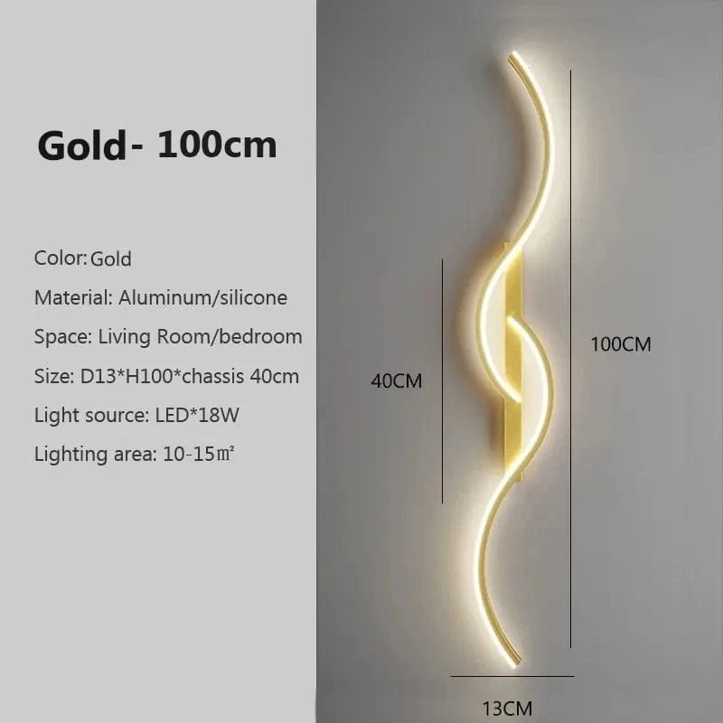 Verthara Modern Minimalist LED Wall Lamp – 24 Inch Long Strip Design for Indoor Bedroom and Living Room Wall Lights Warm white / Gold-100cm