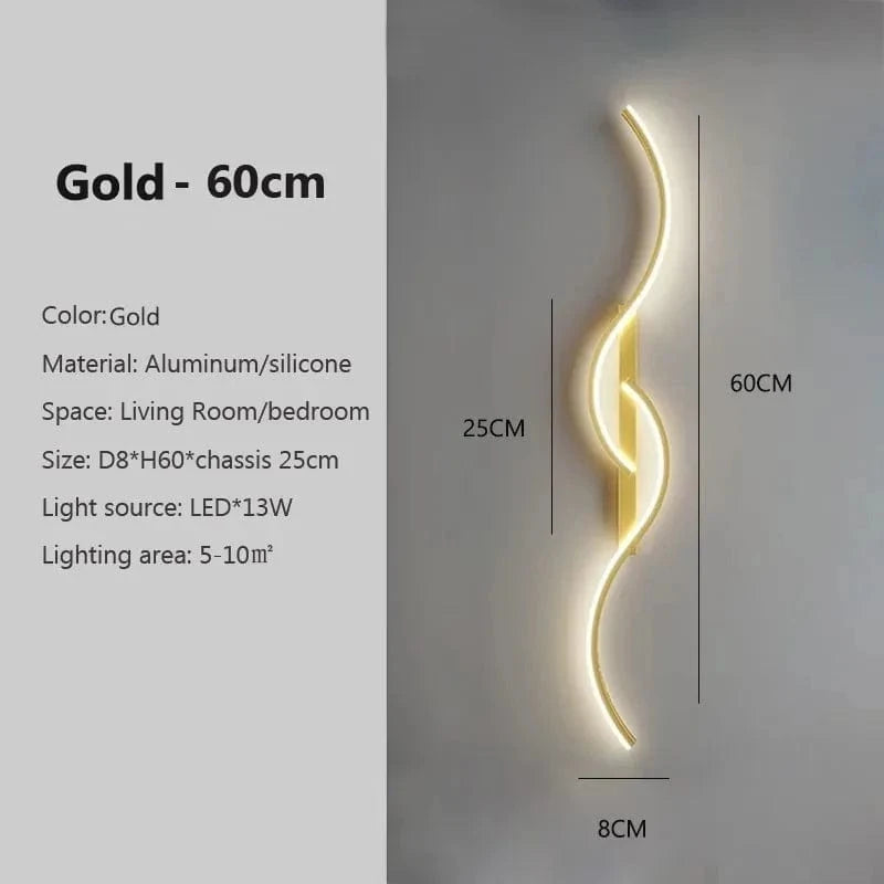 Verthara Modern Minimalist LED Wall Lamp – 24 Inch Long Strip Design for Indoor Bedroom and Living Room Wall Lights Warm white / Gold-60cm