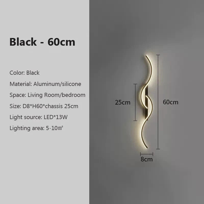Verthara Modern Minimalist LED Wall Lamp – 24 Inch Long Strip Design for Indoor Bedroom and Living Room Wall Lights Cool white / Black 60cm