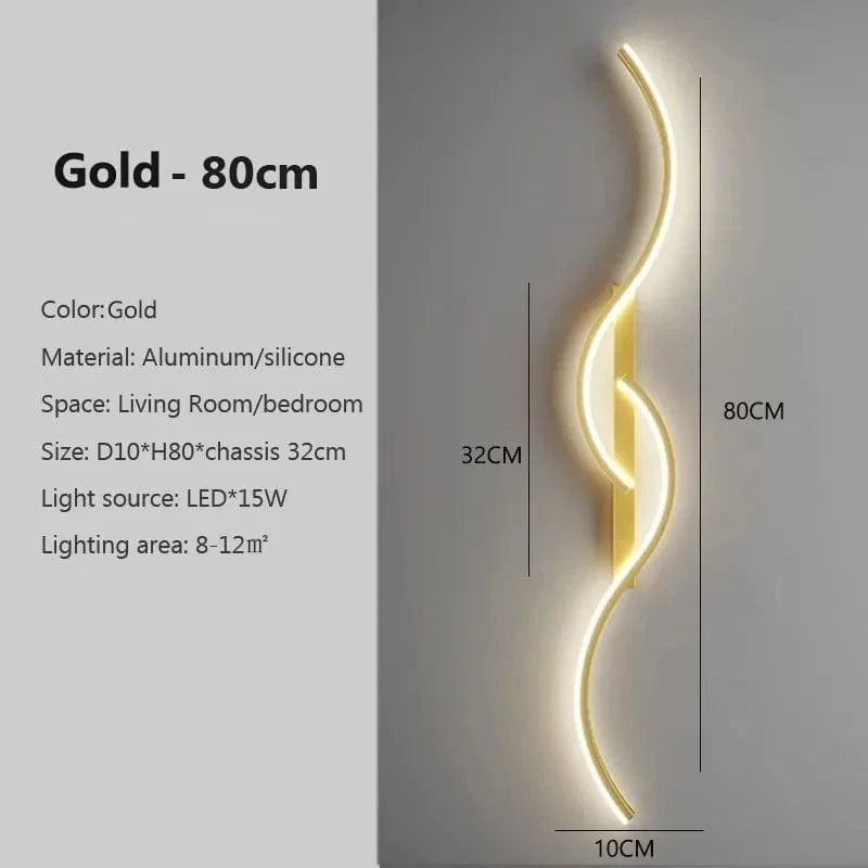 Verthara Modern Minimalist LED Wall Lamp – 24 Inch Long Strip Design for Indoor Bedroom and Living Room Wall Lights Cool white / Gold-80cm