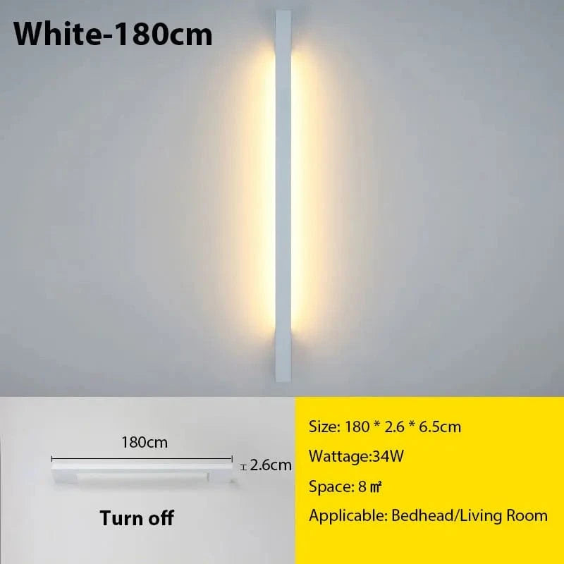 Verthara Modern Minimalist LED Wall Lamp – Versatile Wall Lights Indoor for Living Room and Bedroom with Adjustable Brightness and Multiple Sizes Warm White (2700-3500K) / White 180cm