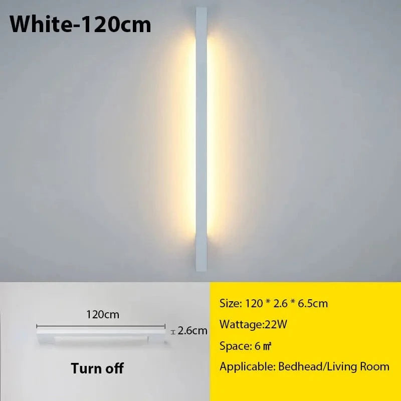 Verthara Modern Minimalist LED Wall Lamp – Versatile Wall Lights Indoor for Living Room and Bedroom with Adjustable Brightness and Multiple Sizes Cool White(5500-7000K) / White 120cm