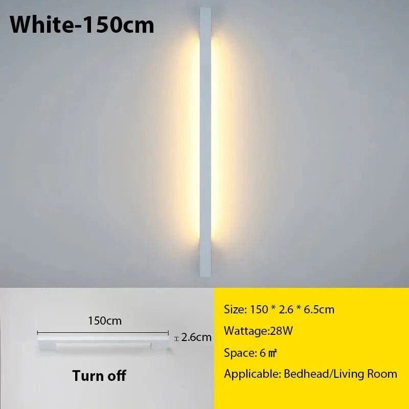 Verthara Modern Minimalist LED Wall Lamp – Versatile Wall Lights Indoor for Living Room and Bedroom with Adjustable Brightness and Multiple Sizes Dimming with RC / White 150cm
