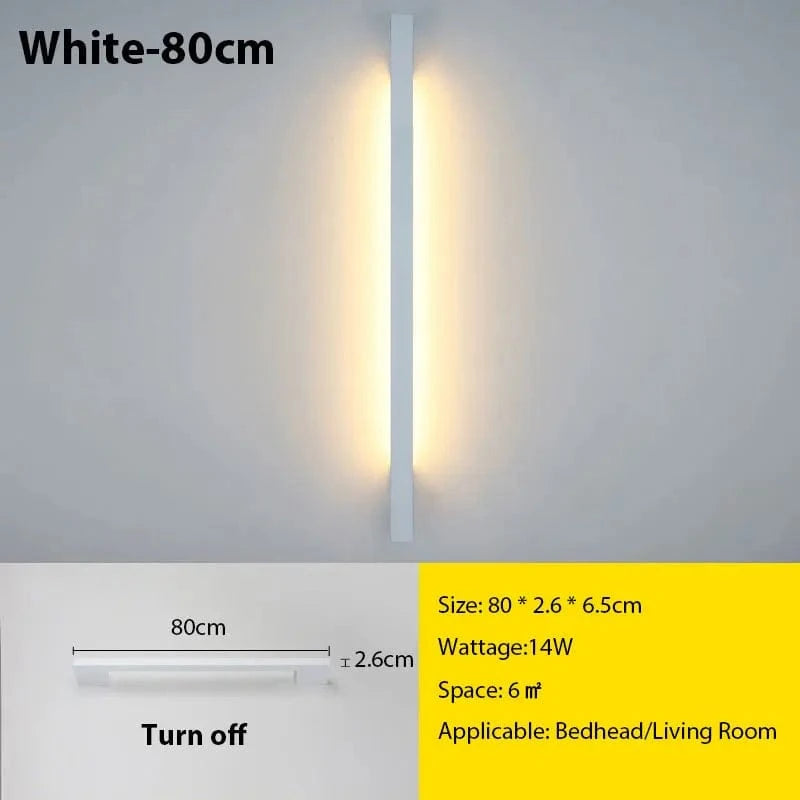 Verthara Modern Minimalist LED Wall Lamp – Versatile Wall Lights Indoor for Living Room and Bedroom with Adjustable Brightness and Multiple Sizes Dimming with RC / White 80cm