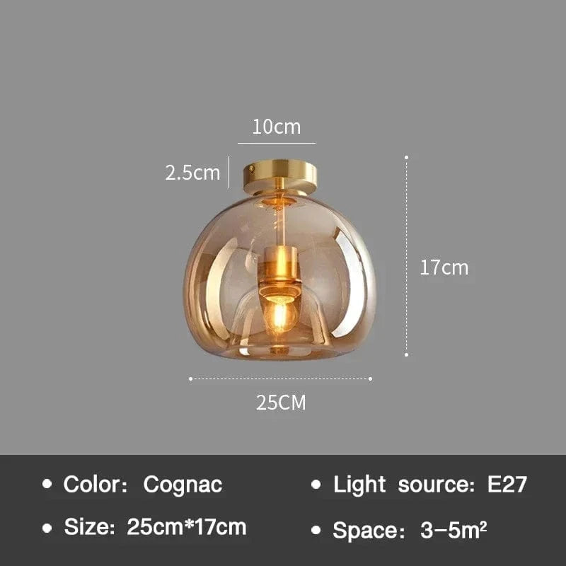 Verthara Modern Nordic Ceiling Lamp with Cognac Glass Shade - LED Ceiling Lights for Dining Room and Living Spaces A-Cognac / Cool White