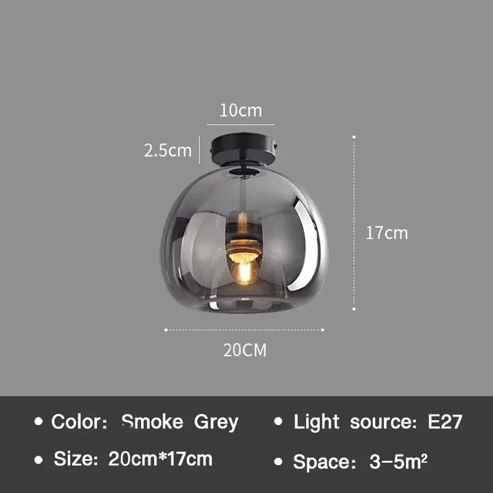 Verthara Modern Nordic Ceiling Lamp with Cognac Glass Shade - LED Ceiling Lights for Dining Room and Living Spaces 20A-Black / Natural White