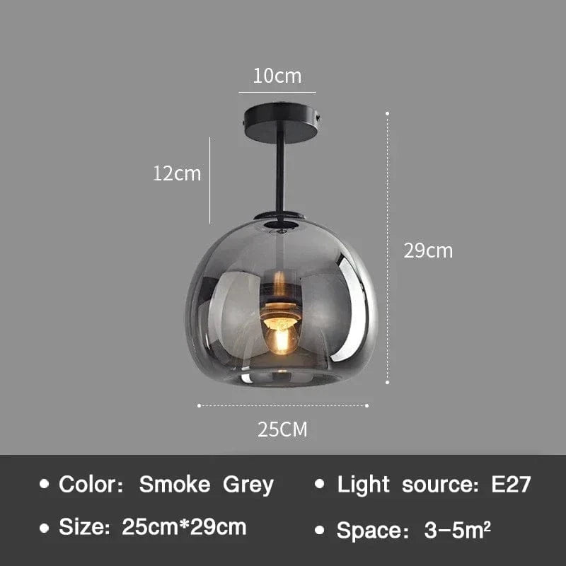 Verthara Modern Nordic Ceiling Lamp with Cognac Glass Shade - LED Ceiling Lights for Dining Room and Living Spaces B-Black / Cool White