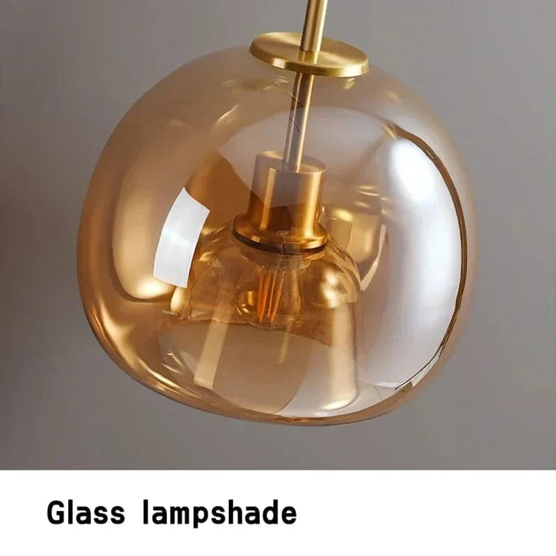 Verthara Modern Nordic Ceiling Lamp with Cognac Glass Shade - LED Ceiling Lights for Dining Room and Living Spaces