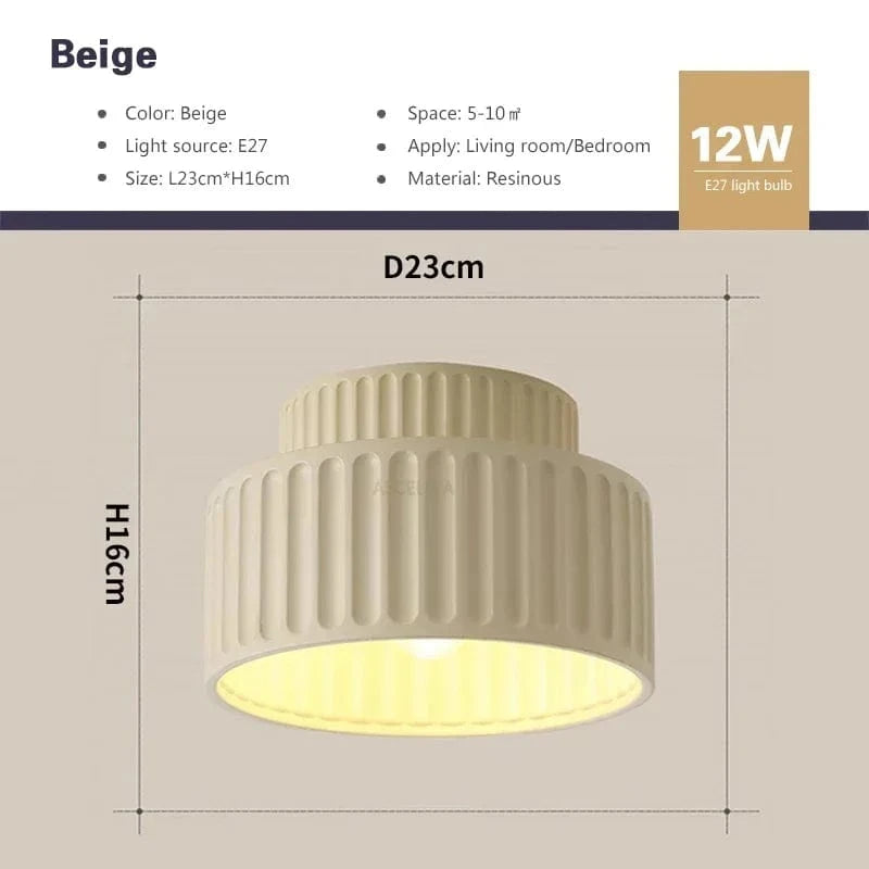 Verthara Modern Nordic Flush Mount Ceiling Light Fixture – LED Ceiling Light for Living Room, Bedroom, and Hallway, 15 Diameter Beige / Warm White