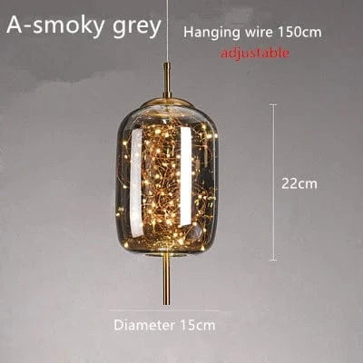 Verthara Modern Nordic Glass Chandelier Light – Long Line Starry Art Fixture for Bedroom, Hotel, and Bar Decor