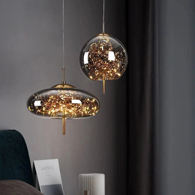 Verthara Modern Nordic Glass Chandelier Light – Long Line Starry Art Fixture for Bedroom, Hotel, and Bar Decor
