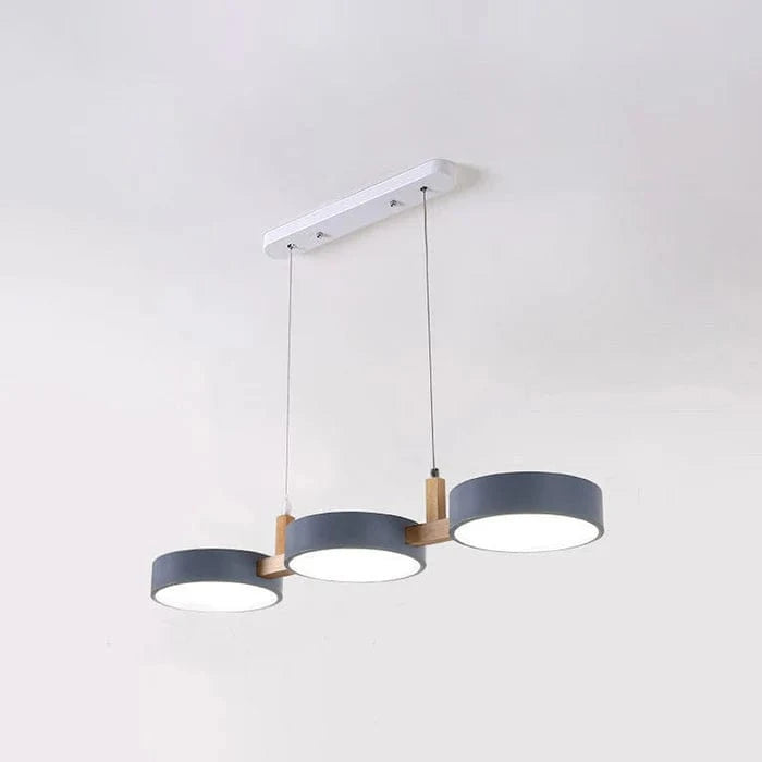 Verthara Modern Nordic LED Pendant Light - Iron and Wood Hanging Lamp for Kitchen Island and Dining Room Lighting Gray