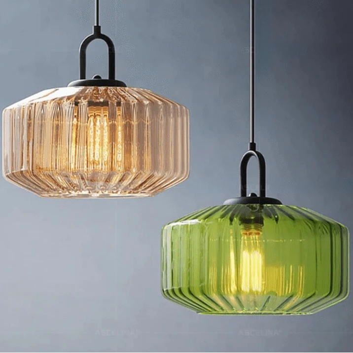 Verthara Modern Red Glass Pendant Light – Stylish Hanging Fixture for Bedroom and Dining Room Decor