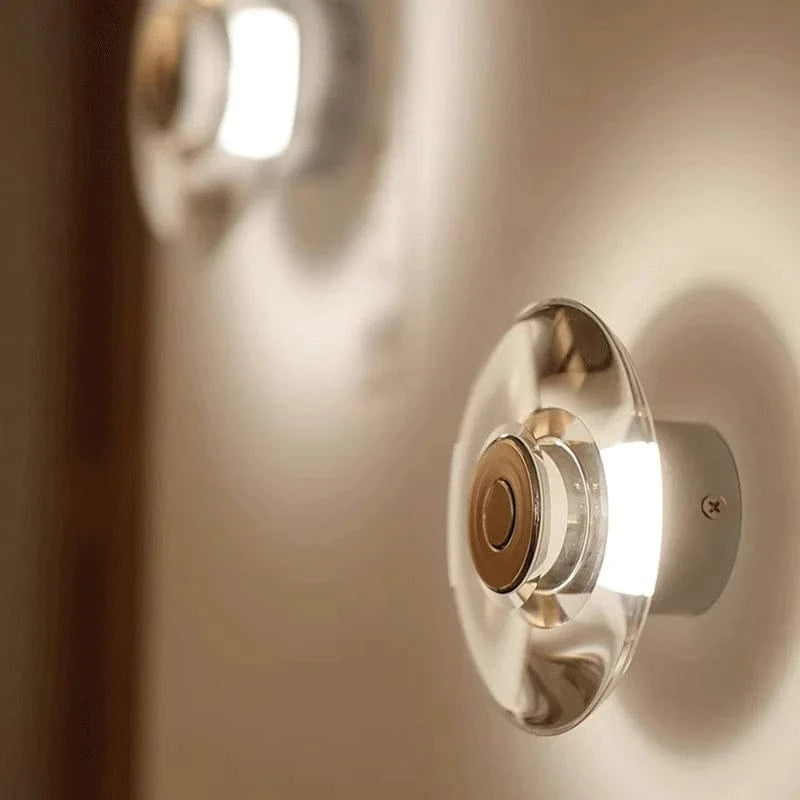 Verthara Modern Round Crystal LED Bedside Lamp – Minimalist Chrome Nightstand and Table Lamp for Bedroom and Living Room