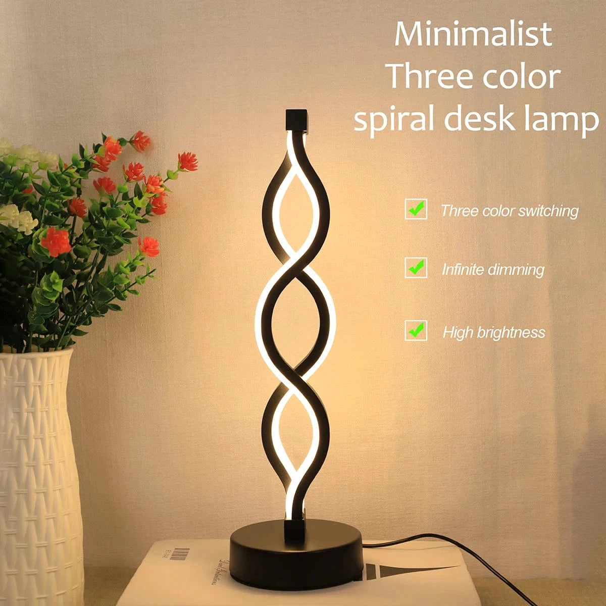 Verthara Modern Seaweed LED Table Lamp Black