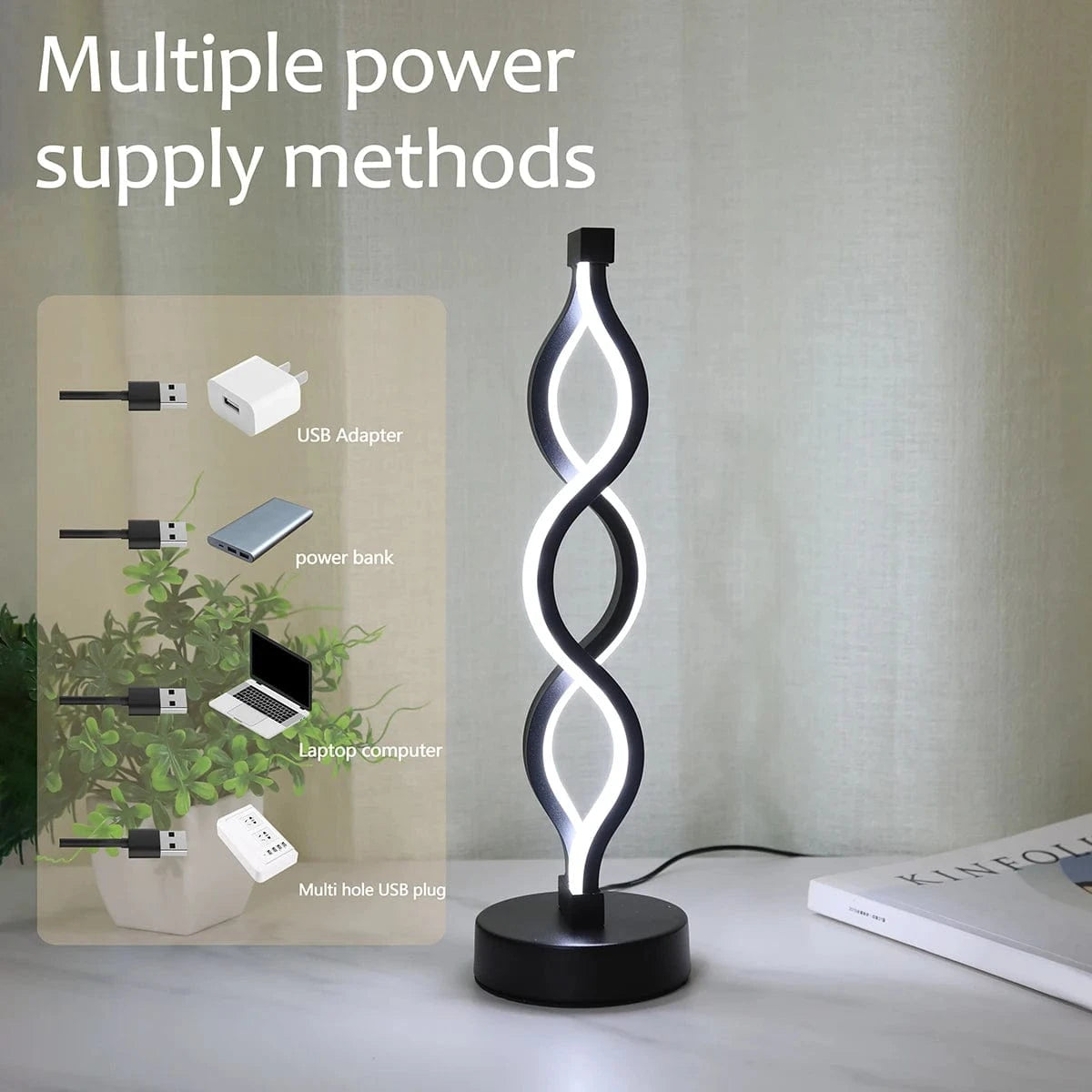 Verthara Modern Seaweed LED Table Lamp Black