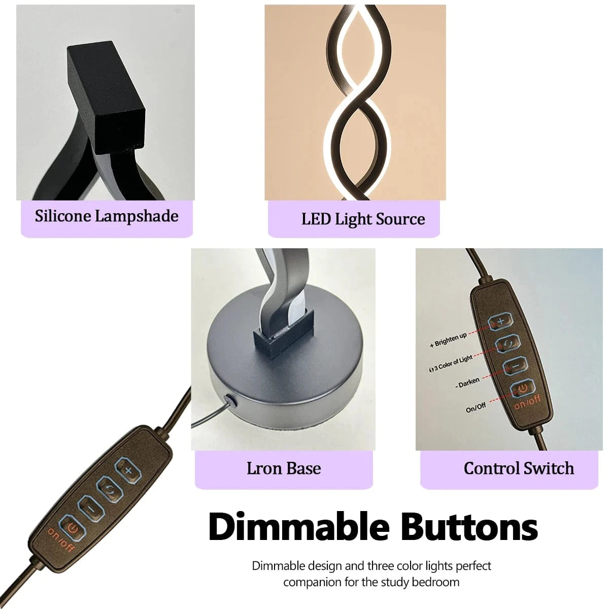 Verthara Modern Seaweed LED Table Lamp Black