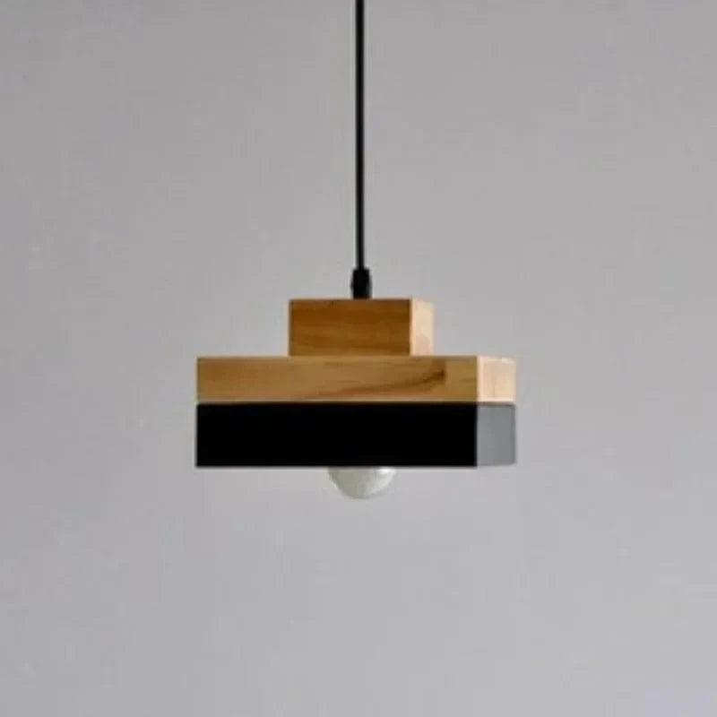 Verthara Modern Single-Head Chandelier Light in Wrought Iron and Solid Wood – Elegant Nordic Design for Restaurants and Cafes