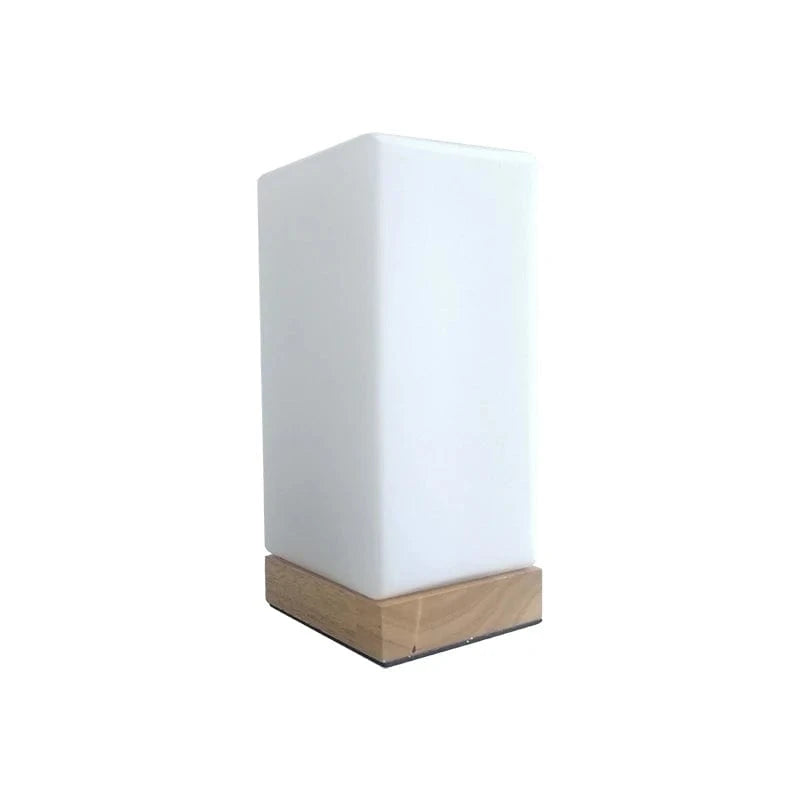 Verthara Modern Solid Wood Table Lamp – E27 Socket – Warm White – Elegant Design - Ideal For Bedrooms - Living Room - Bedside Lamps D Rectangular glass