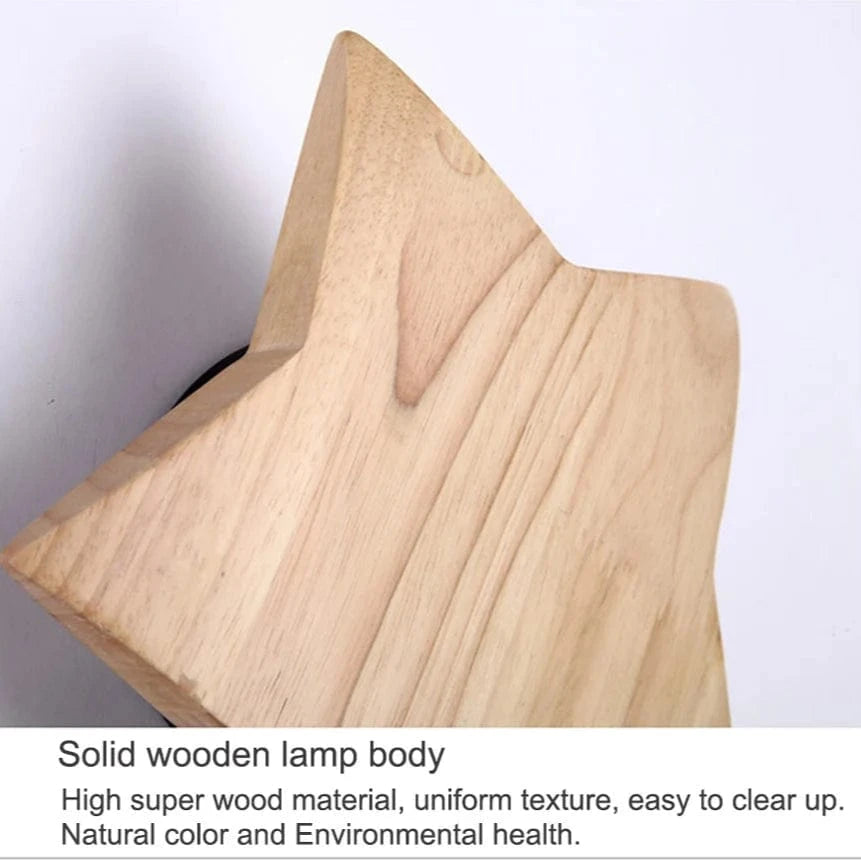 Verthara Modern Star-Shaped Wall Lamp in Solid Wood and Iron for Living Room and Bedroom – E27 Wall Lights Indoor Sconces