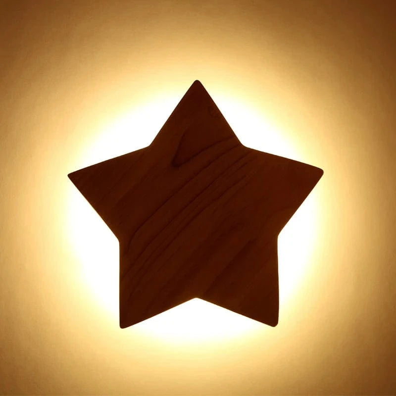 Verthara Modern Star-Shaped Wall Lamp in Solid Wood and Iron for Living Room and Bedroom – E27 Wall Lights Indoor Sconces