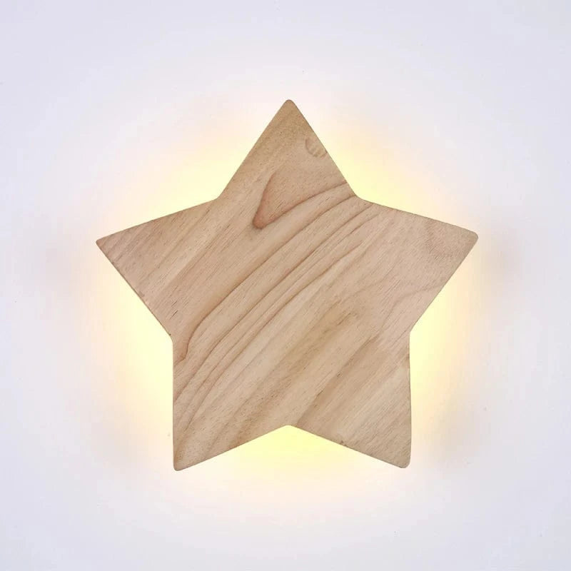 Verthara Modern Star-Shaped Wall Lamp in Solid Wood and Iron for Living Room and Bedroom – E27 Wall Lights Indoor Sconces